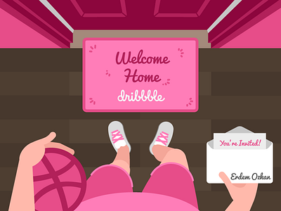 Welcome home! - Dribbble first shot basketball debut dribbble first shot hello dribbble pink