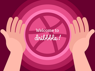 Welcome Dribbblers! ball dribbble invitations pink welcome