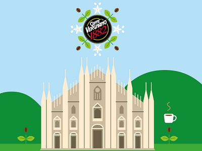 Caffè Vergnano - Pattern contest architecture coffe coffee cup of coffee duomo flower graphic green illustration illustrator 2015 italy milan milano