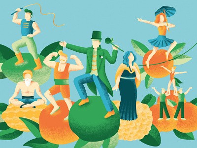 Citrus festival - 7 characters character circus colorful event fruit graphics green illustration lemon orange county palette