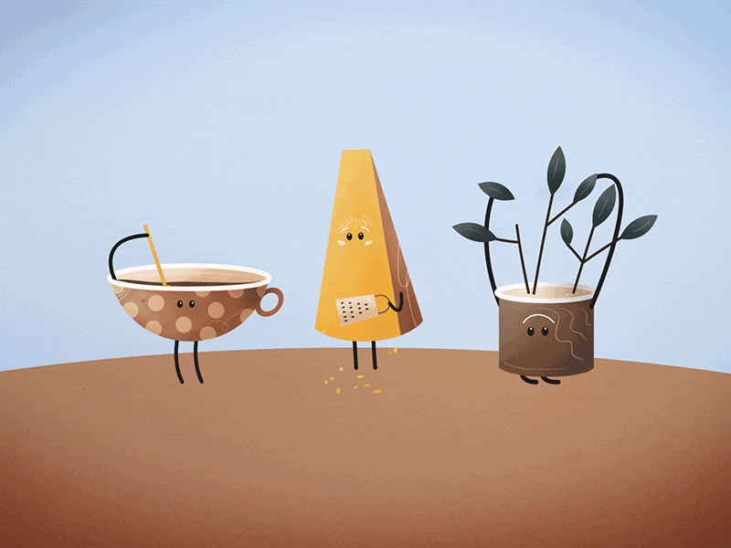 Week of Characters / 02 animation basil character design character5 cheese concept design emotional food motion design motion graphics soup
