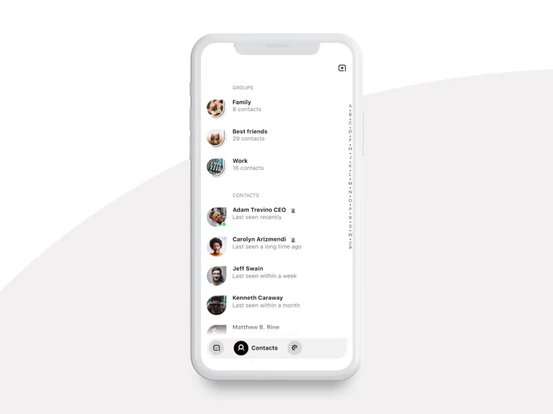 Messenger App iOS animation app app animation chat contact ios iphone x messenger protopie ui