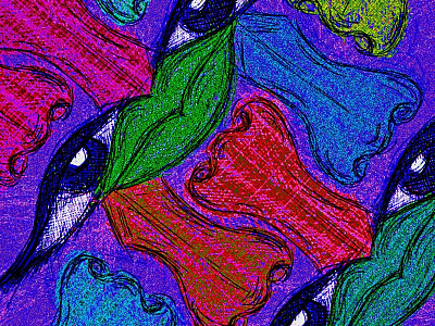 Just Weird abstract art artist eccentric eyes face lips nose psychedelic strange trippy weird
