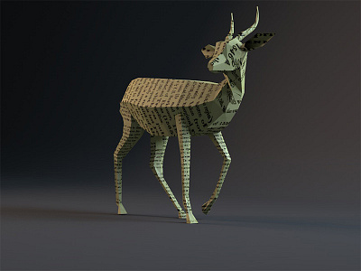 Springbok 3d animation art direction character design cinema4 creature lowpoly model origami paper
