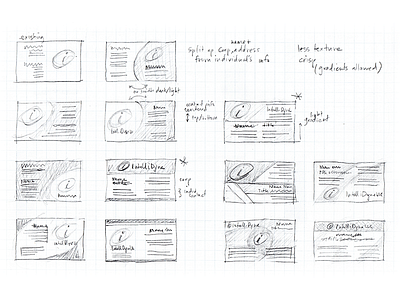 ITD Business Card Sketches branding business card corporate graphic design notes options pencil rough sketches