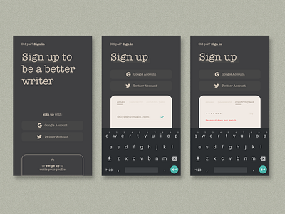 Daily UI :: Signup app design daily ui signup form typewriter ui design writing machine