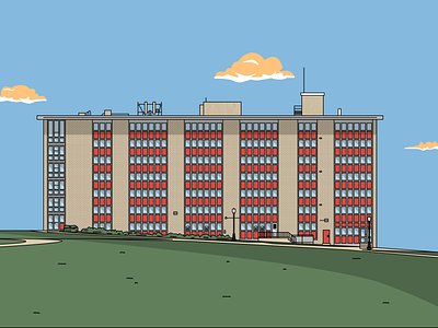Montclair State University's "Freeman Hall" building college design dorm freeman illustration montclair state msu