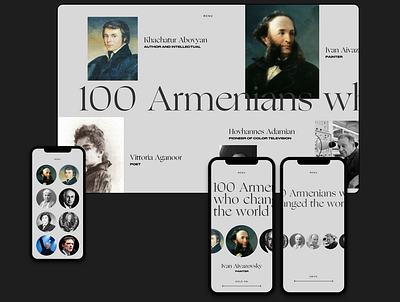 100 Armenians who changed the world design interaction interface minimal minimalistic typography ui ui ux uidesign web