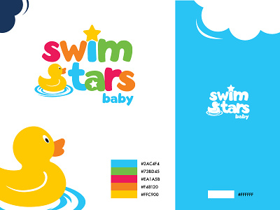 Swimstars Baby Logo baby brand duck identity illustrator logo school star style swim swiming vector