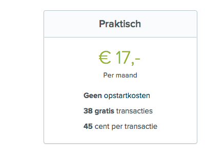 Tarieven fee package pricing pricing table transaction ui ux