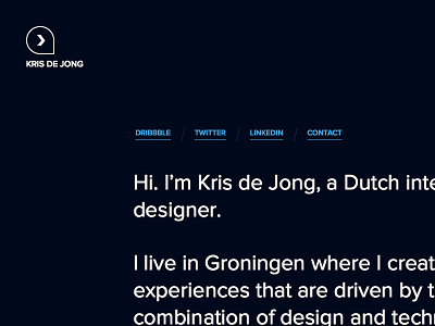 Krisdejong.nl Interface design