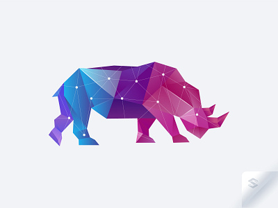 Polygonal Rhino animal branding connected elegant graphic design illustration logo des logodesign logos logosketch network rhino