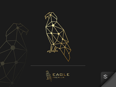 Golden Eagle Logo Design animal bird logo eagle elegant geometric graphic design illustration logodesign logos logosketch minimalist monogram logo polygonal