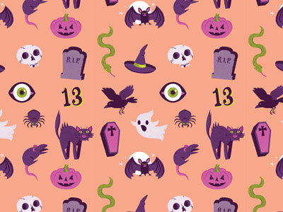 Peachy Orange Halloween Pattern