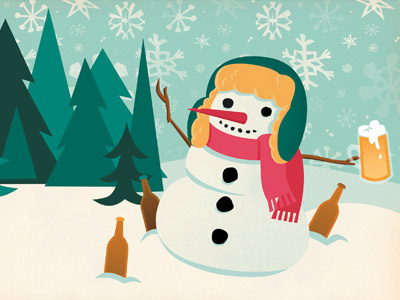 Snow Day beer illustration lizzelizzel snowman vector winter