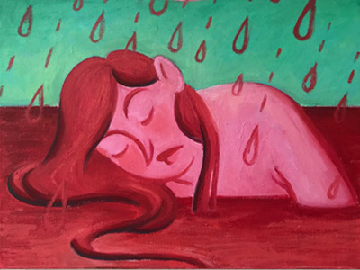 Depletion Oil Painting blood sea oil painting painting rain red red sea sea