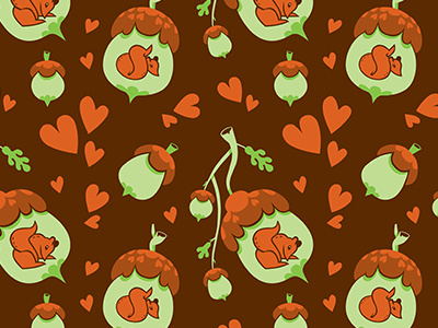 Repeating Acorn Pattern acorn autumn brown fall hearts nature nut squirrel tree