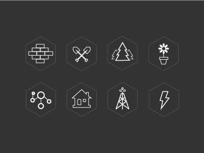 Construction Icons brick building construction flower house icons lightnight network power set shovel tree