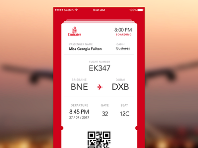 Boarding Pass UI 024 boarding pass dailyui emirates flight passbook wallet