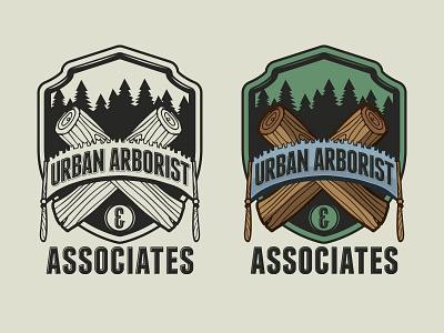 Urban Arborist Logo Option forrest logo oak pine shield tree urban