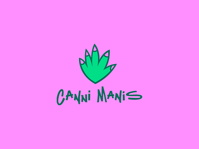 CanniManis Logo branding cannabis design hand icon illustration logo nails weed