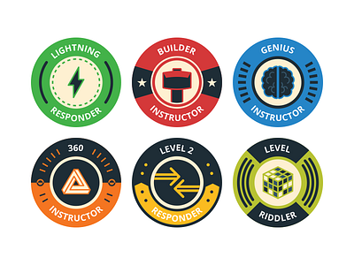 Badges + Golden Eggs For Instructors 360 arrows badges brain builder cube genius hammer level lightning triangle vintage