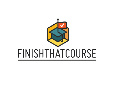 Course Logo college course education finish flag hat learn logo study