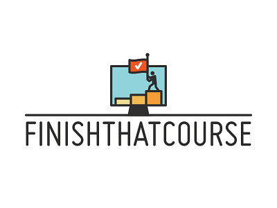 Course Logo, option 02 college course education finish flag hat learn logo study