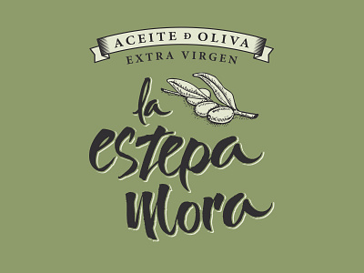 "La Estepa Mora" Logo draw illustration label lettering logo oil olive packaging