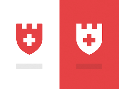 Logo for Home Care castle cross health icon logo protection red shield tower