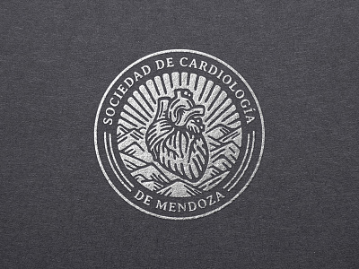 Logo for an association of cardiologists. association branding cardio heart identity logo mountains sun sunrise