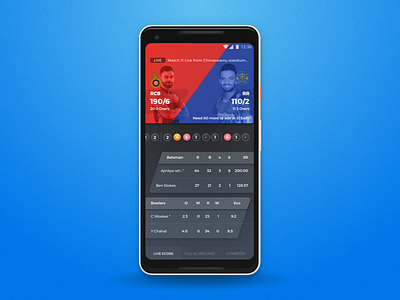 Ipl Scorecard android app cricket app scorecard sports app ui design ux design