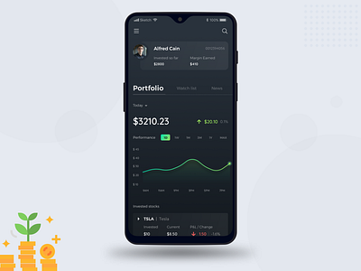 Stock Investment App android app investment portfolio scorecard shares stock ui design ux design