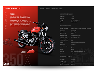 Landing Page for RE-TB350X bike black and red design detailpage landingpagedesign layoutdesign marketing marketing campaign portfolio royal enfield ui design ux design website