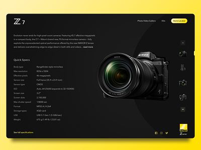 Landing page design for Nikon Z Series