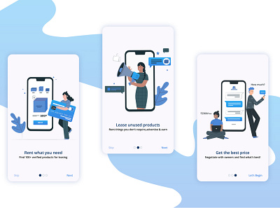 Rental onboarding by Sulagna Das card clean design illustration minimal onboard onboarding onboarding screens rent ui user interface