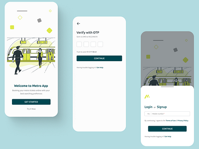 Metro Booking App booking booking app design figma login screen metro metro ticket otp screen splash screen ticket booking app ticket dashboard train booking app typography ui ui ux design ux