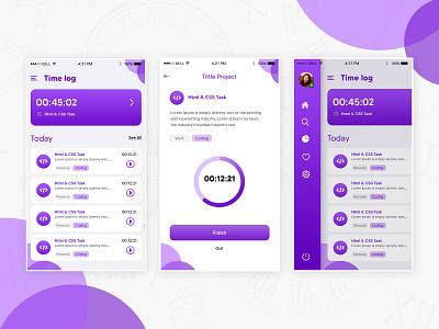 Time Tracker App appdesign appdesigner mobileapp time app timer tracker app uidesign