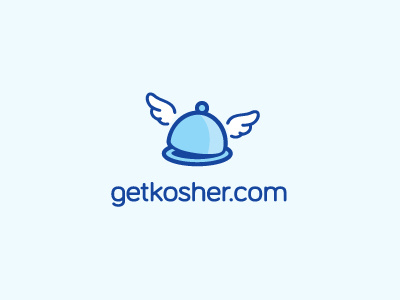 Logo Design cloche delivery fast fly food getkosher.com kosher logo server tray speed website wings