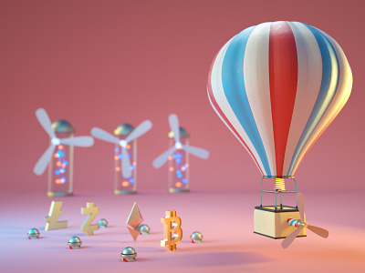 who's ready to fly? 3d 3dart air airbaloon baloon c4d cartoon clean colorful crypto design fly graphic design illustration motion graphics render