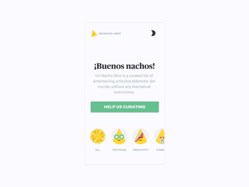 Un Nacho Libre — Dark mode animation darkmode design gif illustration night mode ui unnacholibre