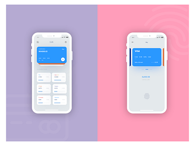 Card Wallet and Fingerprint Pay for iPhone X. appdesigner dailyui dailyuichallenge designdaily designthinking interface mobiledesign ui uidesign uiinspiration ux uxdesign