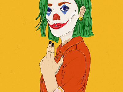 Joker girl - Put on a happy face clown dc comics female happy illustration joker makeup portrait smile villain