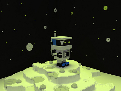 Space 3d galaxy moon render robot space voxel