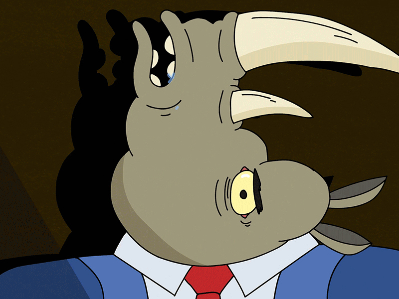 Rhino Time 2d animal animate animation bizarre character character animation colour comedy design doodle framebyframe handdrawn rhino shapes surreal wierd