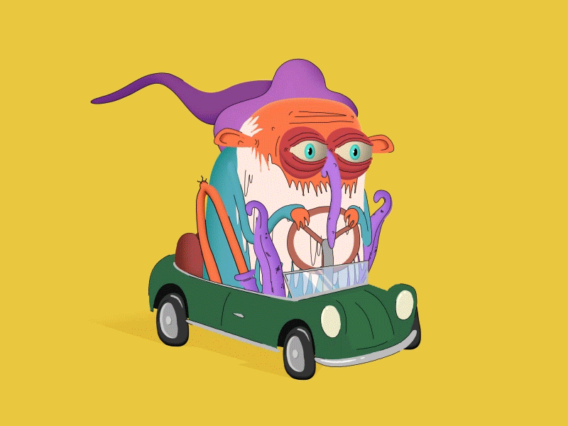 The Speedy Wizard adobe animation car colour doodle. shapes loop vector wizard