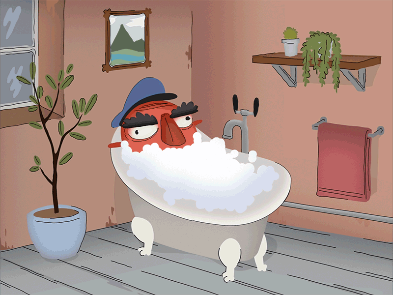 Bath Time 2d after effects animation celanimation character character animation doodle gif illustration texture