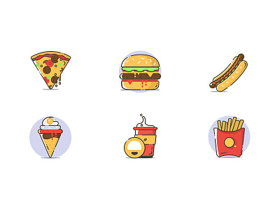 Free fast food icons burger coffee fast food french fries hot dog ice cream icons illustrator pizza vector