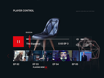 Netflix VR App Player Control 3d animation app ar augmentedreality cinema films player tv ui vr
