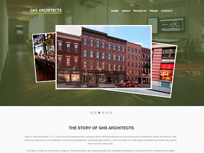 GHS Architects architects clean flat green home page layout minimal web design